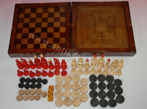 antique game magazine with chess pieces from leg & game board * rarely at 1850/1860