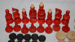 antique game magazine with chess pieces from leg & game board * rarely at 1850/1860