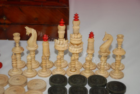 antique game magazine with chess pieces from leg & game board * rarely at 1850/1860