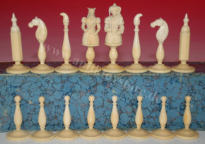 antique Biedermeier chess set in box * rare at 1840/1850