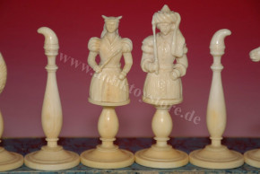 antique Biedermeier chess set in box * rare at 1840/1850