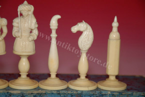 antique Biedermeier chess set in box * rare at 1840/1850