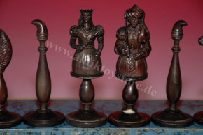 antique Biedermeier chess set in box * rare at 1840/1850