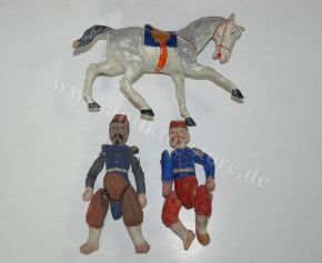 Papier-mâché toy * 2 French soldiers and horse * at 1890