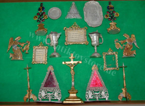 antique dollhouse miniature altar tin accessories * 17 parts handpainted * at 1900