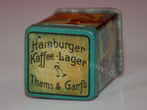 antique miniature shop tin can * Hamburger coffee * Thams & Garfs at 1900