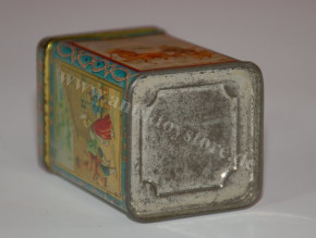 antique miniature shop tin can * with Russian motifs at 1900