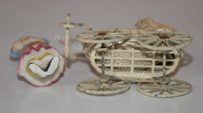 antique dollhouse pram with 2 porcelain dolls * at 1900