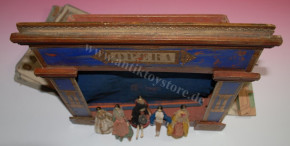 rare antique Biedermeier OPERA theater with 5 Grödnertal wooden dolls * at 1850/1860