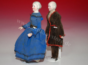 antique Kestner dollhouse dolls pair * grandparents * at 1870/1880