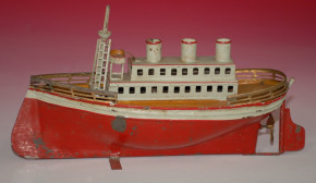 Tin ship with clockwork * steamer hand painted * at 1910