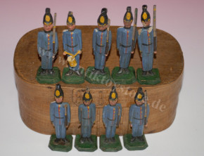 9 antique Grödnertal soldiers * Bavarian lines infantry in box * at 1860/1880