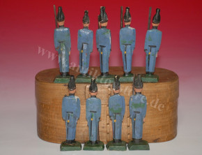 9 antique Grödnertal soldiers * Bavarian lines infantry in box * at 1860/1880