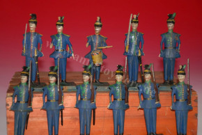 11 antique Grödnertal soldiers * Bavarian hunters in the original wooden box * at 1850