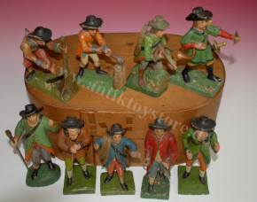 9 antique Erzgebirge Christmas mountain figures * partly movable * at 1860/1880