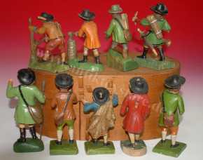 9 antique Erzgebirge Christmas mountain figures * partly movable * at 1860/1880