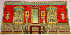 rare doll houses scenery wallpaper * drawing-room * 3 part Chromo lithography at 1880