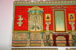 rare doll houses scenery wallpaper * drawing-room * 3 part Chromo lithography at 1880