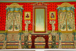 rare doll houses scenery wallpaper * drawing-room * 3 part Chromo lithography at 1880