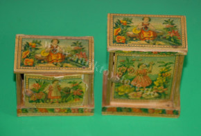 antique dollhouse accessories * 2 parts salon furniture with children's motifs * at 1860/1880