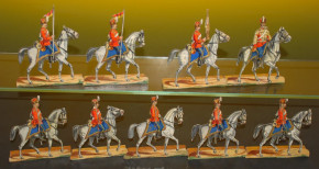 uralte Aufstellfiguren "Henriks Armee" gr. Ereigniskasten mit 254 Figuren * um 1865