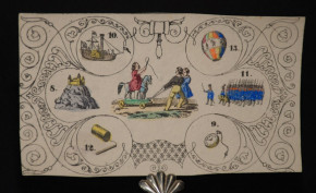 Biedermeierspiel * 7 lithographierte & handkolorierte Tafeln mit Kindern & Spielzeug * um 1850/1860