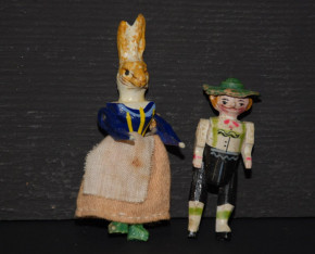 2 Erzgebirge miniatures figures * Rabbit & Mountain farmer * at 1900/1920