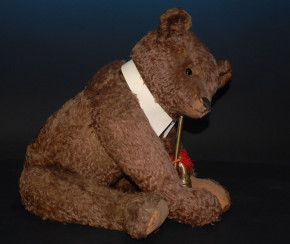 uralter dunkelbrauner Steiff Teddybär mit Knopf * Höhe 70 cm * um 1910