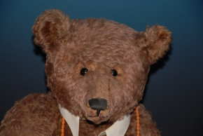 uralter dunkelbrauner Steiff Teddybär mit Knopf * Höhe 70 cm * um 1910