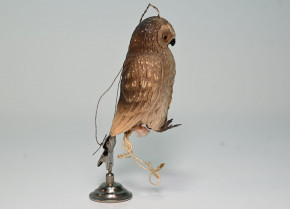 ancient Christmas tree decorations * Dresden cardboard - owl as a candy box * around 1900