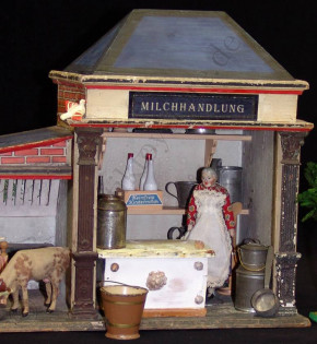 antique Christian Hacker milk shop & accessories * at 1880-1890