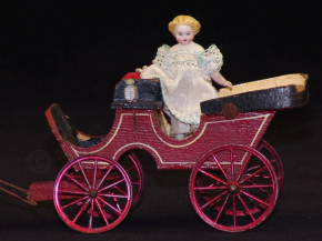 antique doll coach with mass horse * Germany at 1900