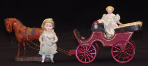 antique doll coach with mass horse * Germany at 1900