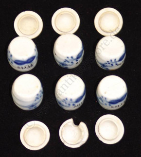 6 x antique doll kitchens porcelain stock vessels * at 1900