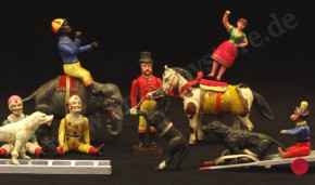 antique Cirkus with mobile figures in box * Germany at 1890