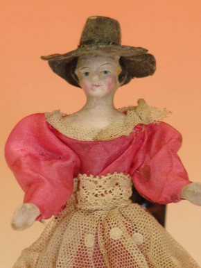 antique rare Biedermeier period doll house doll * at 1860