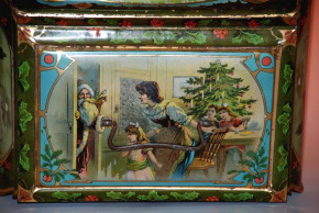 antique tin with a Santa * Christmas motive Litho. at 1900