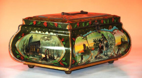 antique tin with a Santa * Christmas motive Litho. at 1900