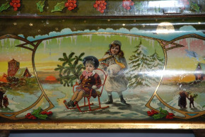 antique tin with a Santa * Christmas motive Litho. at 1900