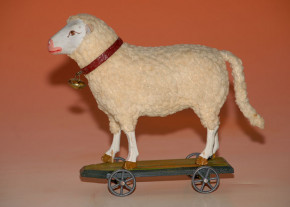 antique german pull toys shepp with bell * at 1900