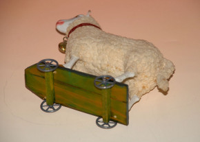 antique german pull toys shepp with bell * at 1900