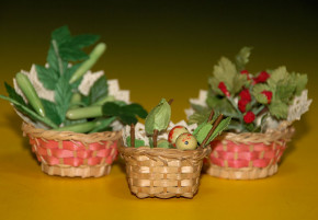 3 x old small shop Baskets fruit- & vegetable goods * at 1900-19