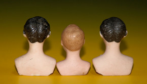 3 miniature doll heads for doll house dolls * at 1900