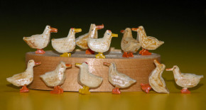 old Erzgebirge miniature tyre animals * 12 ducks * twenties