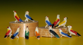 old Erzgebirge miniature tyre animals 12 birds * twenties