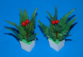 2 antique doll house ferns in the flowerpot * 1920