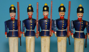 7 Prussian Soldiers Erzgebirge nose figures in the box * 1900-19