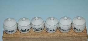 6 antique doll kitchens porcelain container * german at 1900