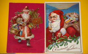 6 antike Postkarten mit Weihnachtsmann Motiven * um 1900