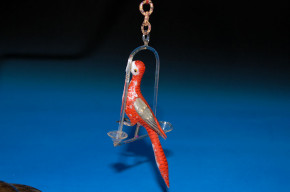 antique Christmas ornament * parrot on swing * at 1870-1880